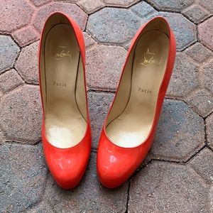 Christian Louboutin Coral Patent Leather Pumps